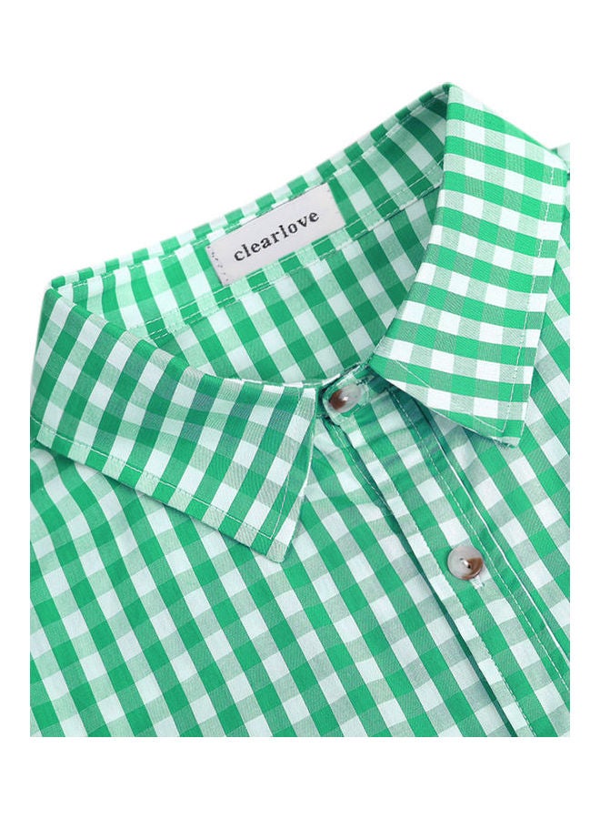 Checked Pattern Shirt Green/White - Image 4