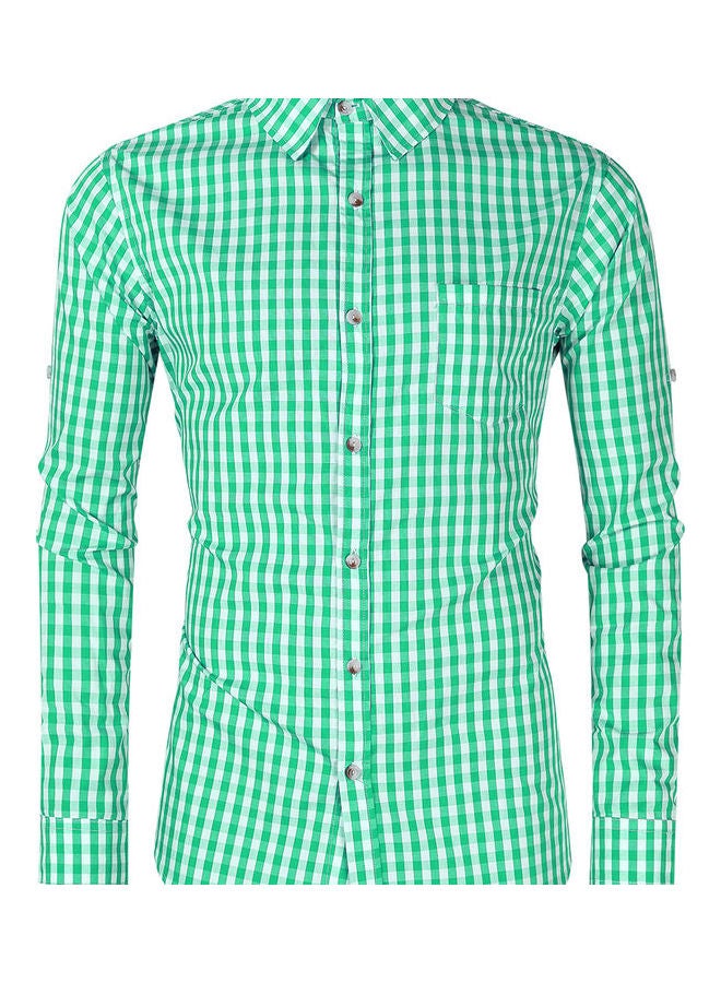 Checked Pattern Shirt Green/White - Image 3