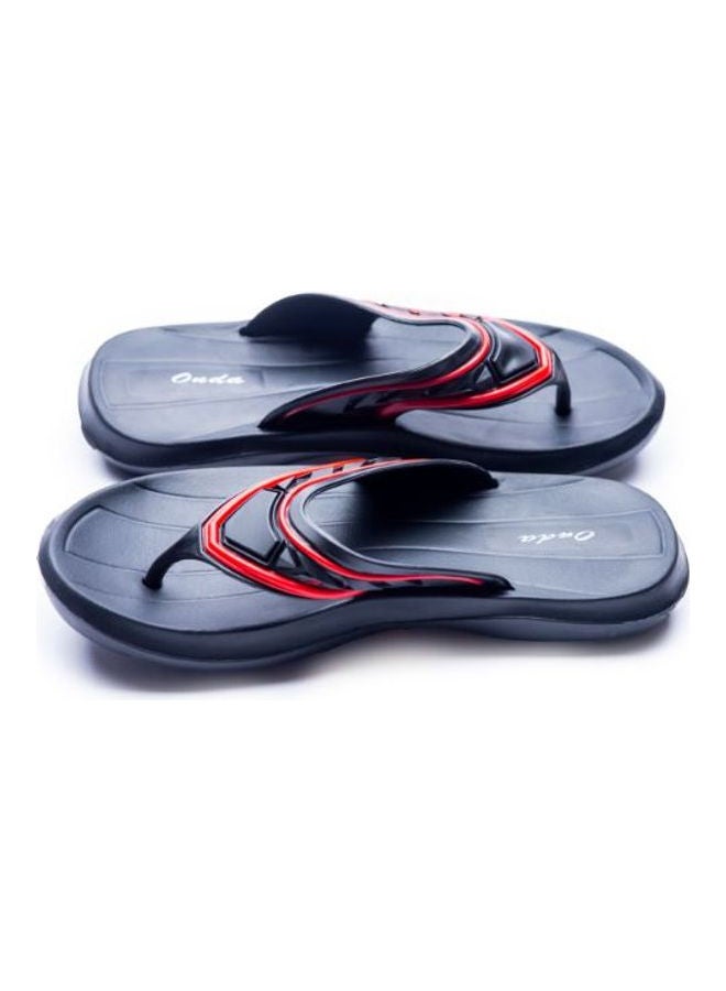 Onda - Milano Logo Printed Slip On Flip Flop Black/Red - Image 1