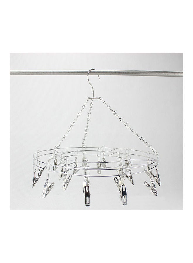 fashionhome Stainless Steel Round Shaped Clothes Hanger Silver 34.5cm - Image 1