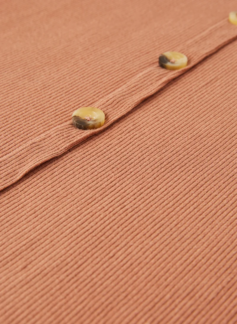 BRAVE SOUL Solid Sleeveless Dress Camel