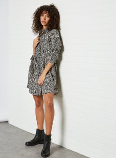 BRAVE SOUL Abstract Animal Print Shirt Dress Rose Dust/Black Print  - Image 3