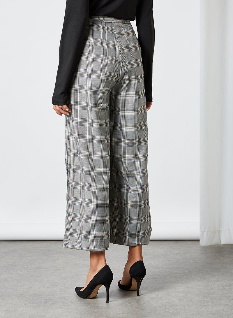 BRAVE SOUL Checkered Wide Leg Culottes Grey Check  - Image 3