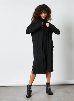 Ribbed Longline Cardigan Black