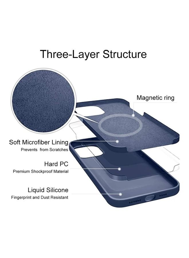 روك بو لاصقة حماية للشاشة وغطاء من السيليكون يدعم تقنية ماجسيف لهاتف آيفون 12 برو أزرق كحلي - Image 4