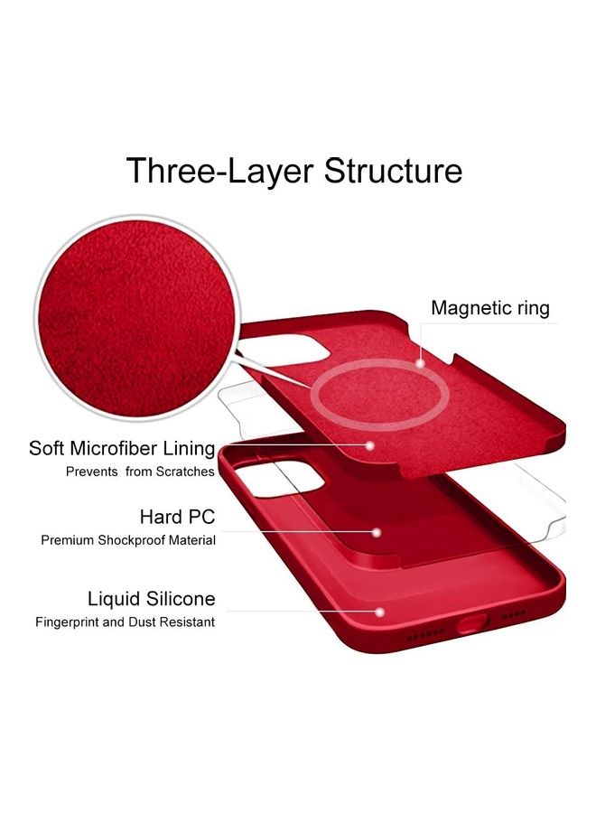 روك بو غطاء حماية مع لاصقة حماية للشاشة من الزجاج المقوى لهاتف آيفون 12 برو، يدغم تقنية ماجسيف أحمر - Image 4