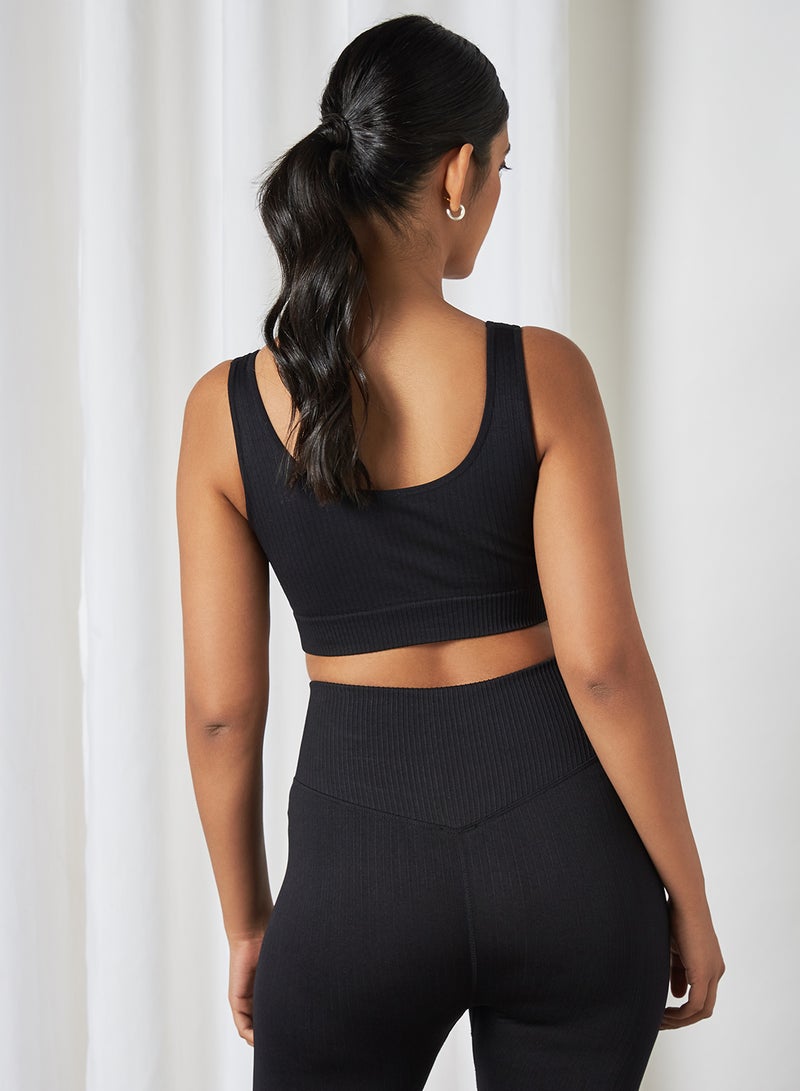 MANGO - Solid Seamless Bra Black - Image 1