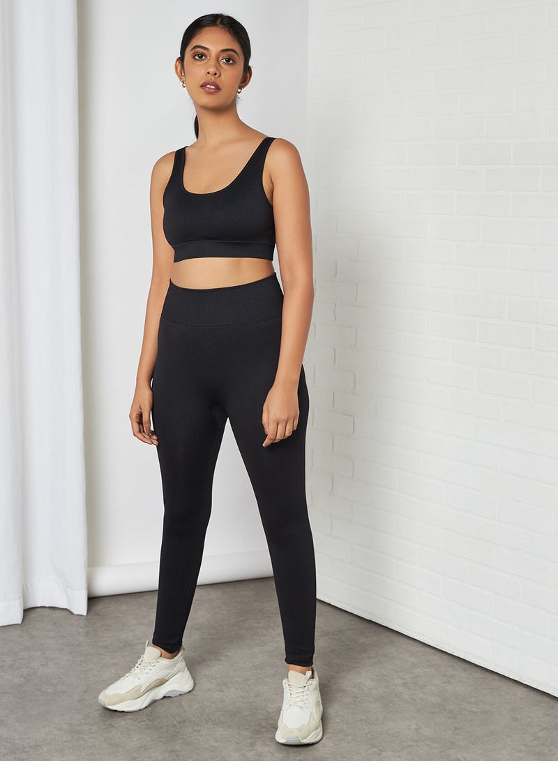 MANGO - Solid Seamless Bra Black - Image 1