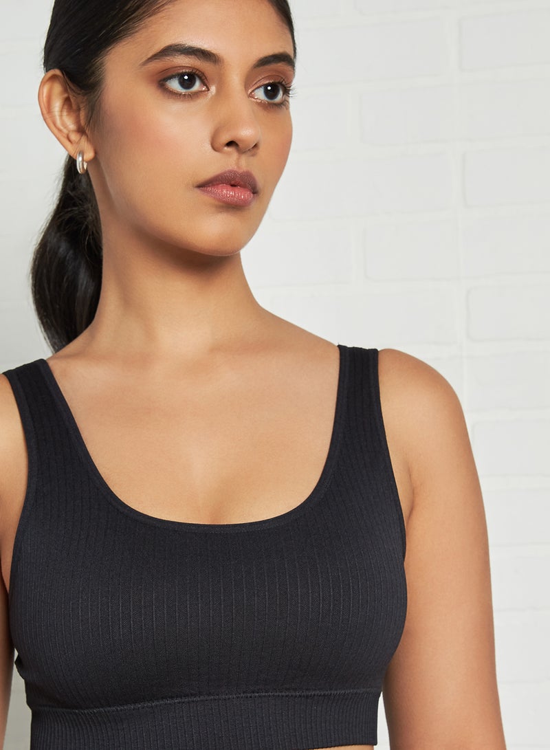 MANGO - Solid Seamless Bra Black - Image 1