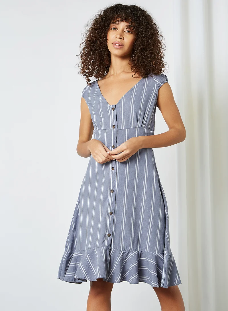 BRAVE SOUL Striped Button Up Dress