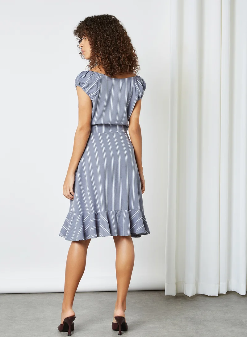 BRAVE SOUL Striped Button Up Dress