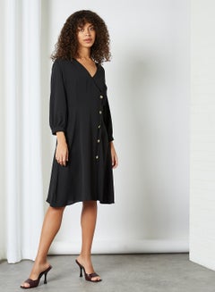 Side Buttoned Dress Black