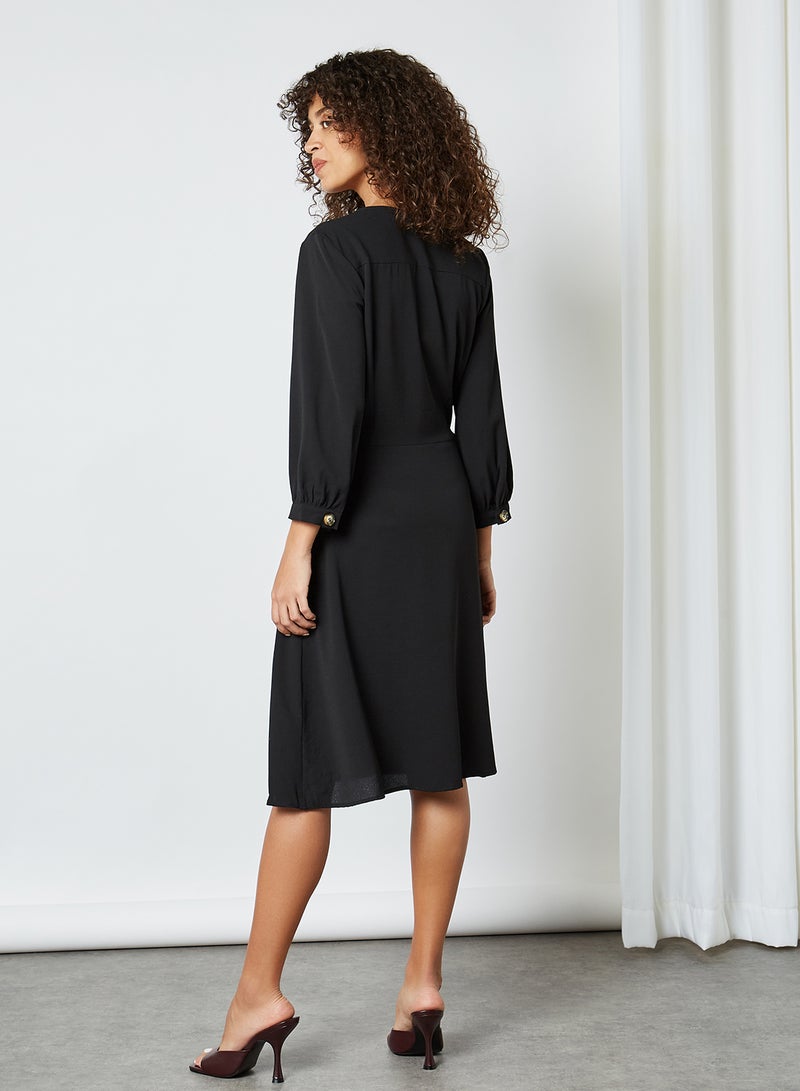 BRAVE SOUL - Side Buttoned Dress Black - Image 1