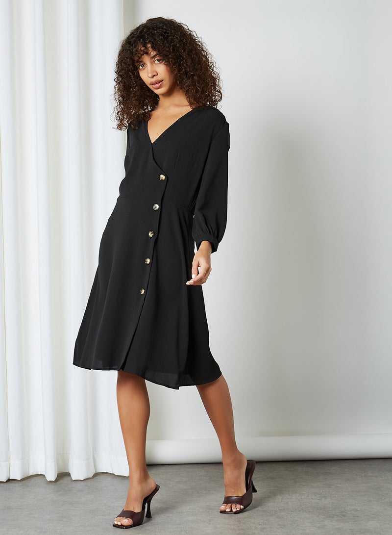 BRAVE SOUL - Side Buttoned Dress Black - Image 1