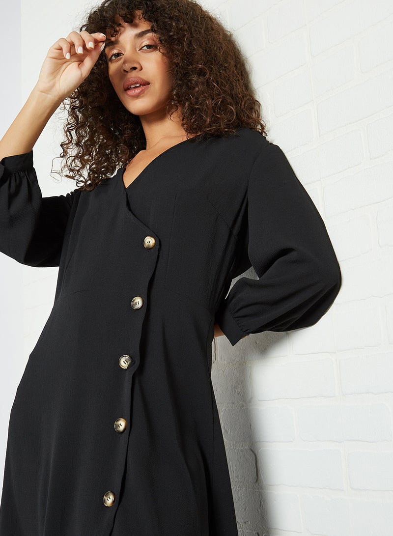 BRAVE SOUL - Side Buttoned Dress Black - Image 1