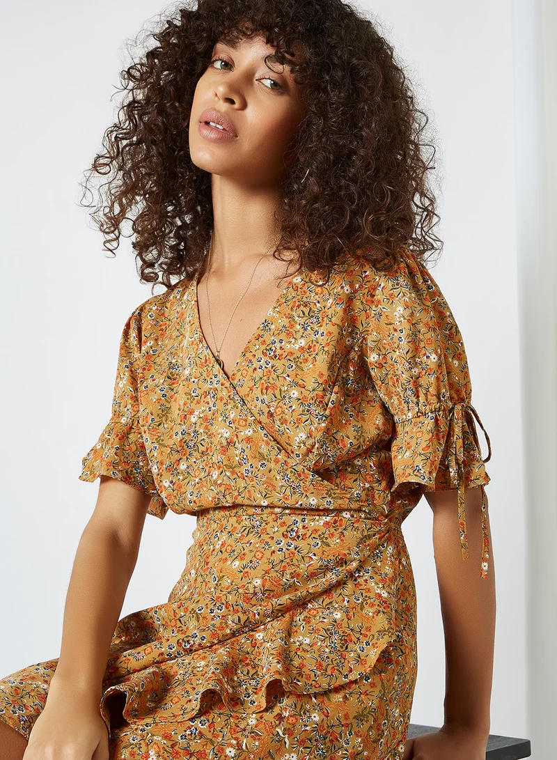 BRAVE SOUL Floral Pattern Wrap Dress Multi Print