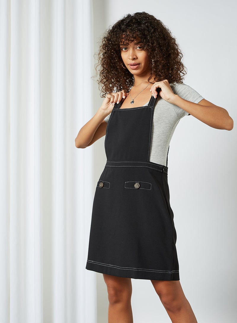 BRAVE SOUL Pinafore Mini Dress Black  - Image 1