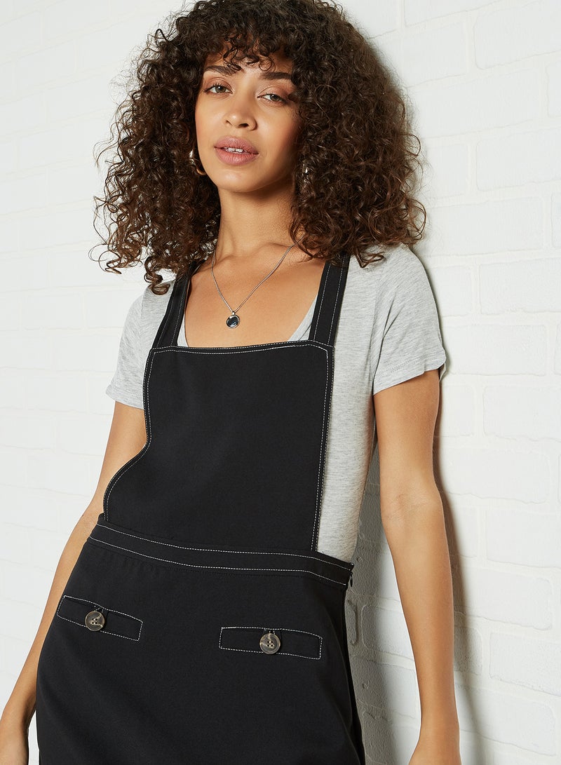 BRAVE SOUL Pinafore Mini Dress Black  - Image 4
