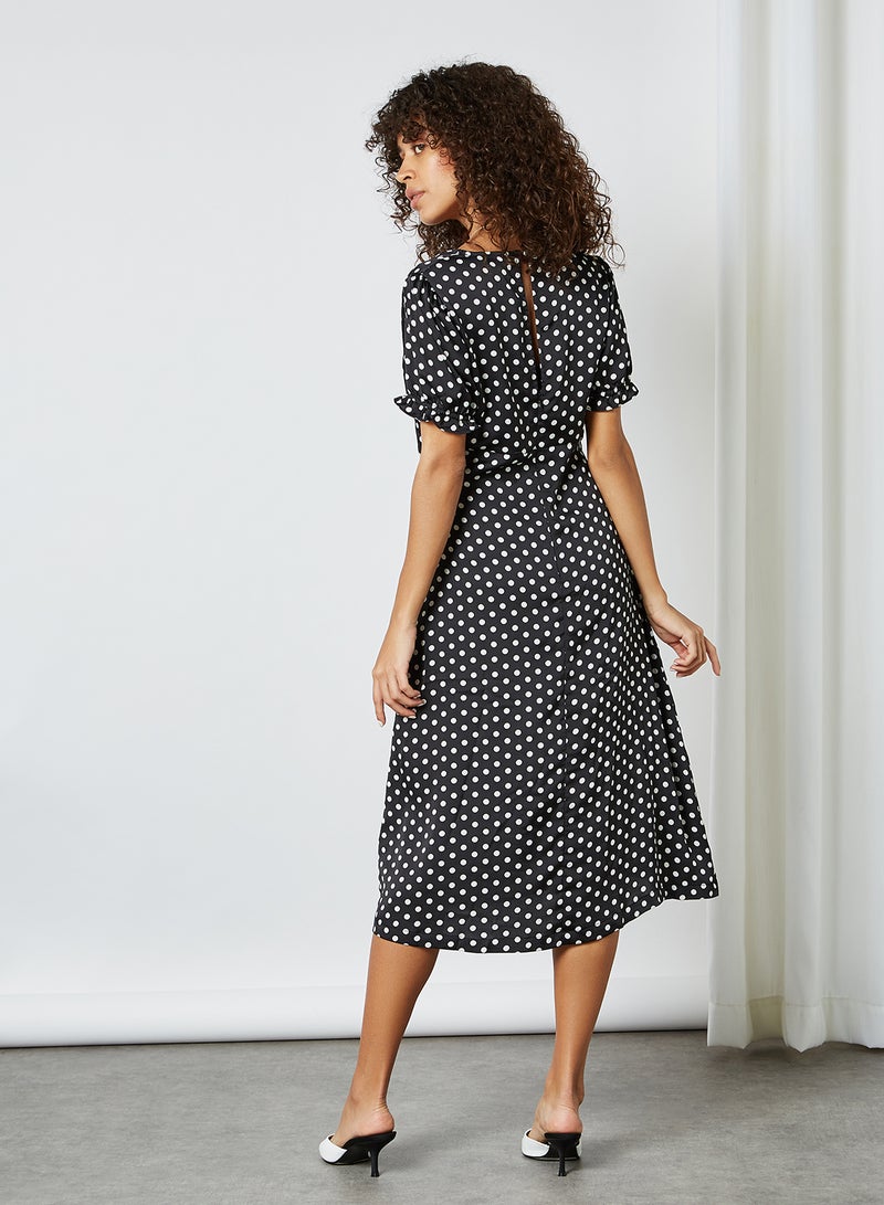 BRAVE SOUL Polka Dot Midi Dress Black / White Spot  - Image 2