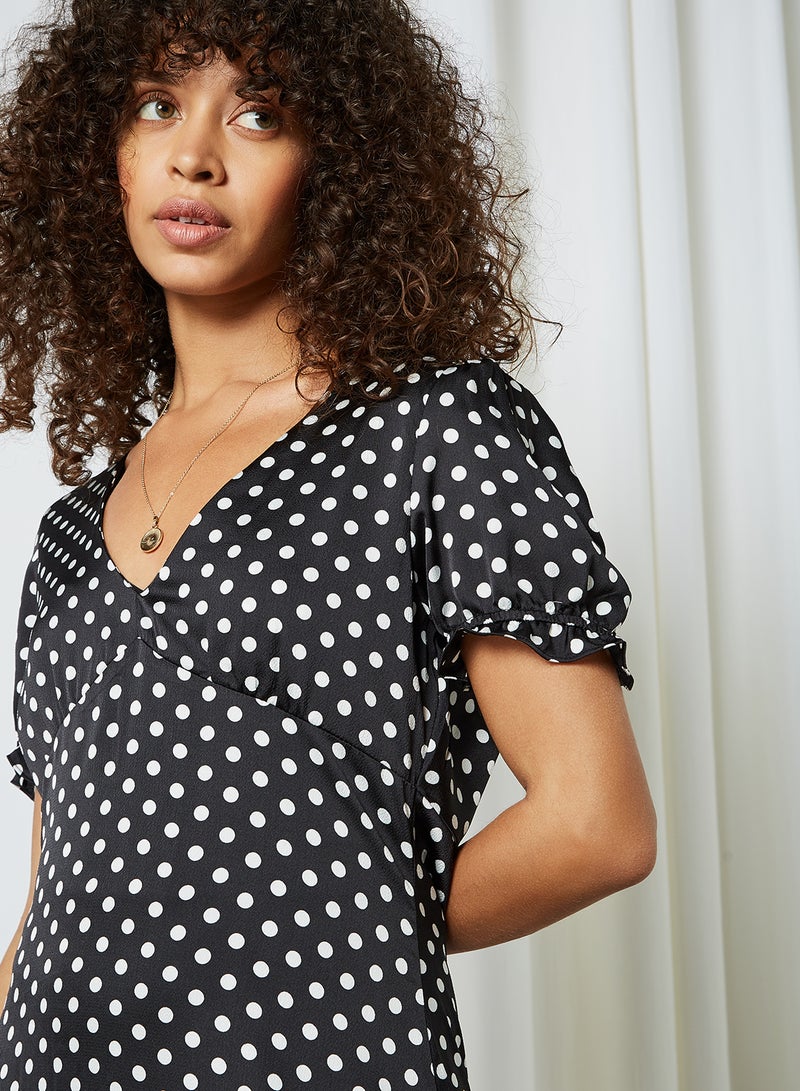 BRAVE SOUL Polka Dot Midi Dress Black / White Spot  - Image 4