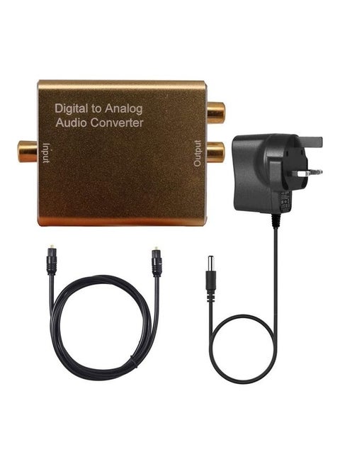 3-Piece Digital To Analog Audio Converter With Optical And Power Cable Set Gold/Black