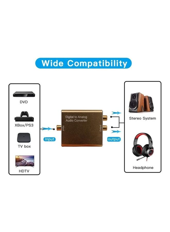 Generic - 3-Piece Digital To Analog Audio Converter With Optical And Power Cable Set Gold/Black - Image 1