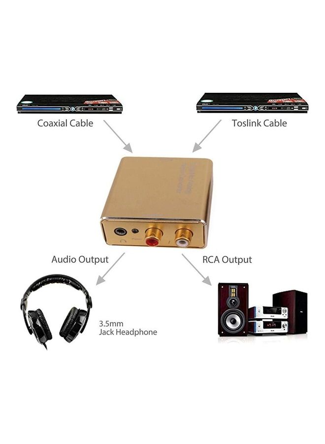 Generic - 3-Piece Digital To Analog Audio Converter With Optical And Power Cable Set Gold/Black - Image 1