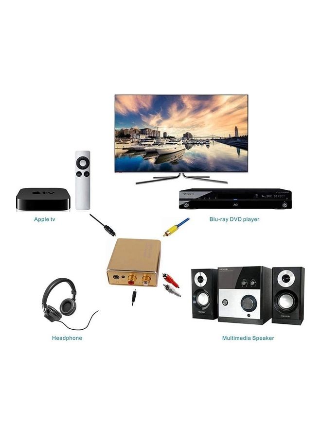 Generic - 3-Piece Digital To Analog Audio Converter With Optical And Power Cable Set Gold/Black - Image 1