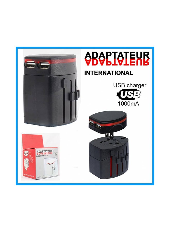 Toshionics Universal All-In-One Travel Power Plug Adapter With Dual USB Charging Port Black - Image 4