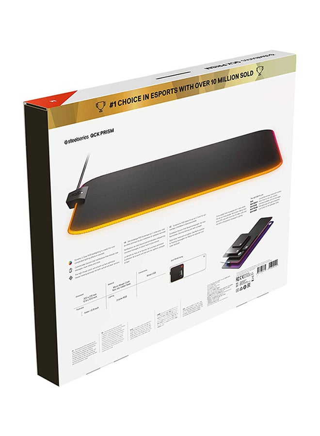 steelseries - SteelSeries QcK Prism Cloth Gaming Mouse Pad - 2-zone RGB Illumination - Real-time Event Lighting - Optimized For Gaming Sensors - Size M (320 x 270 x 2mm) - Black + RGB - Image 1