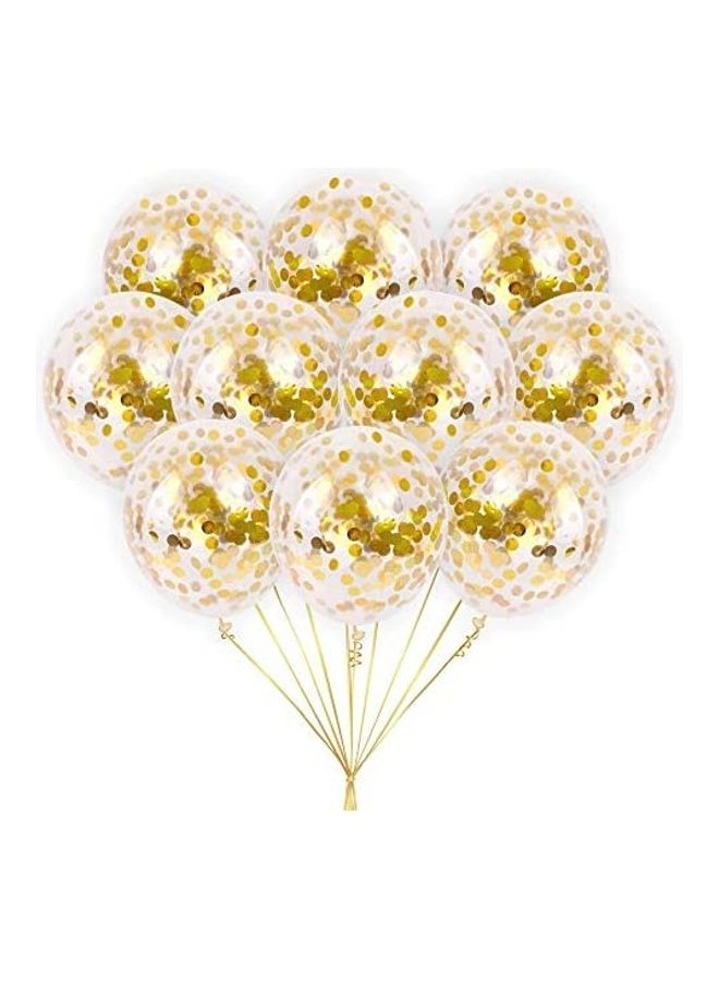 Gold Pack Of 16 Decorative Confetti Latex Balloons 12inch