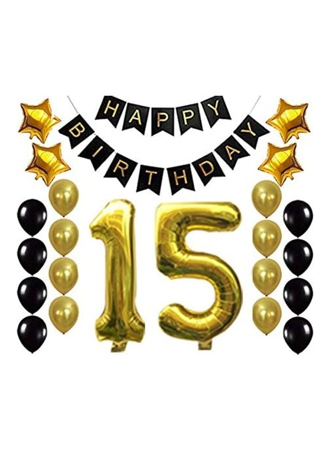 Gold 22-Piece 15st Happy Birthday Balloons