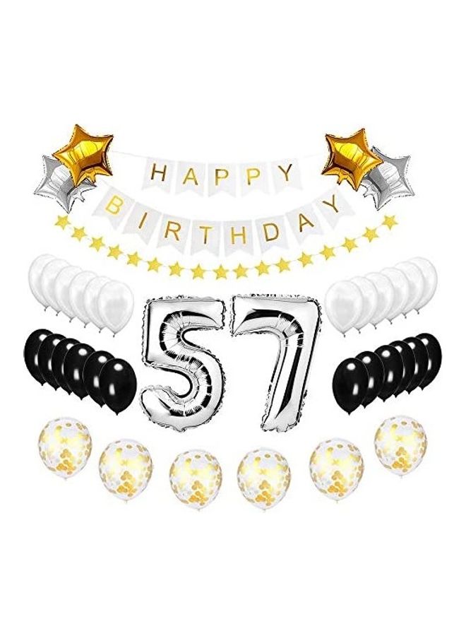 57Th Happy Birthday Banner Balloon Set