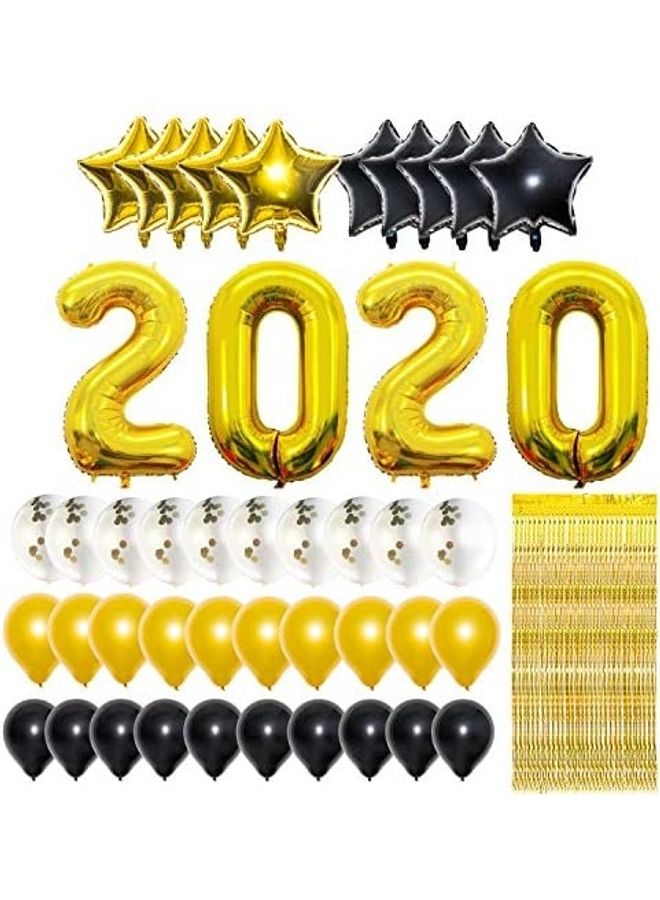Gold 45-Piece 2020 Graduation Balloon And Fringe Curtain Set