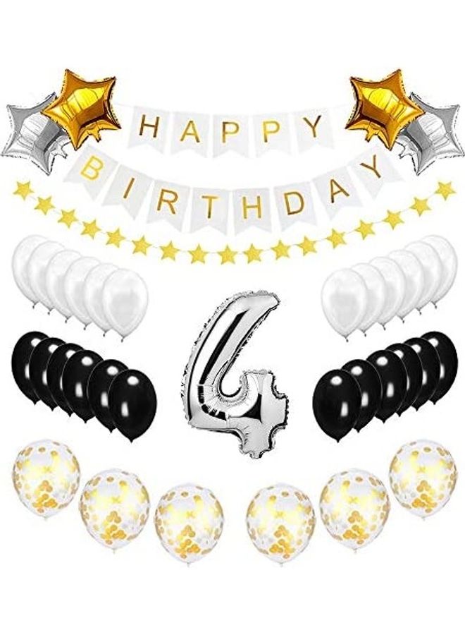 4Th Happy Birthday Banner Balloon Set