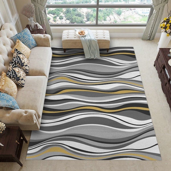 Modern Simple Wavy Striped Soft Anti-Slip Mat Multicolour 50x80cm  - Image 4