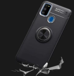AUTO FOCUS Plastic Protective Hard Case With Metal Ring Holder For Samsung Galaxy M30s Black  - Image 2