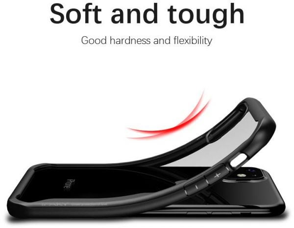 إيباكي غطاء حماية خلفي بإطار أسود من البولي يوريثان الحراري لهاتف أبل آيفون 11 شفاف/ أسود - Image 4