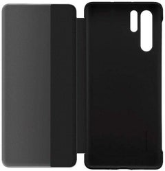 Generic Clear View Standing Mirror Leather Flip Cover For Huawei P30 Pro Black/Grey  - Image 2