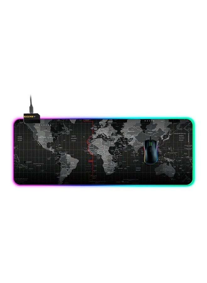 Rock Pow World Map Gaming Mousepad Black/Grey - Image 1
