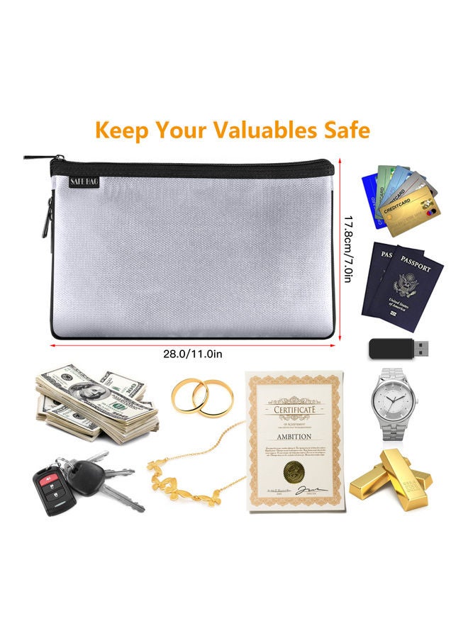 Generic - Fire and Water Resistant Expandable Document Bag Silver - Image 1