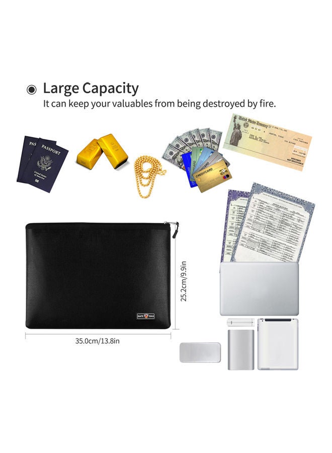 Generic Fire and Water Resistant Expandable Document Bag Black  - Image 3