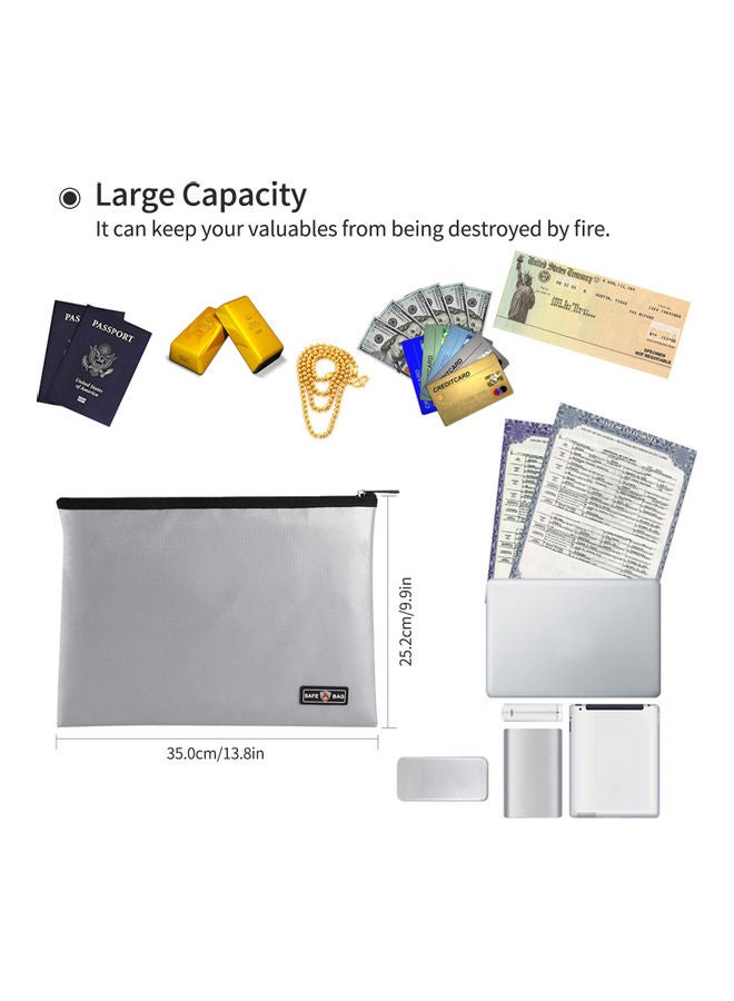 Generic Fire and Water Resistant Expandable Document Bag Silver - Image 3