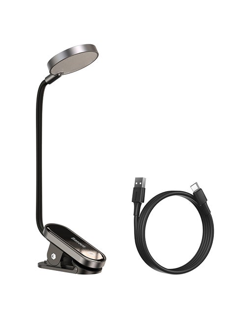 Comfort Reading LED Clip Table Lamp Stepless Dimmable Wireless Desk Lamp Touch USB Rechargeable Reading Light LED Mini Clip Lamp Night Light Laptop Lamp Black