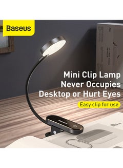 Baseus Comfort Reading LED Clip Table Lamp Stepless Dimmable Wireless Desk Lamp Touch USB Rechargeable Reading Light LED Mini Clip Lamp Night Light Laptop Lamp Black  - Image 2