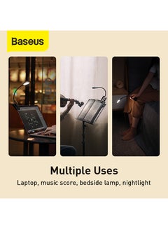 Baseus Comfort Reading LED Clip Table Lamp Stepless Dimmable Wireless Desk Lamp Touch USB Rechargeable Reading Light LED Mini Clip Lamp Night Light Laptop Lamp Black  - Image 4