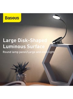 Baseus Comfort Reading LED Clip Table Lamp Stepless Dimmable Wireless Desk Lamp Touch USB Rechargeable Reading Light LED Mini Clip Lamp Night Light Laptop Lamp Black  - Image 5