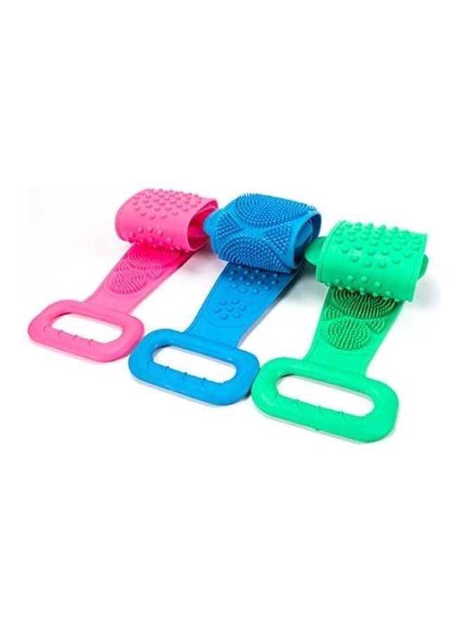 3 Pieces Silicone Back Scrubber For Shower Multicolour 38inch