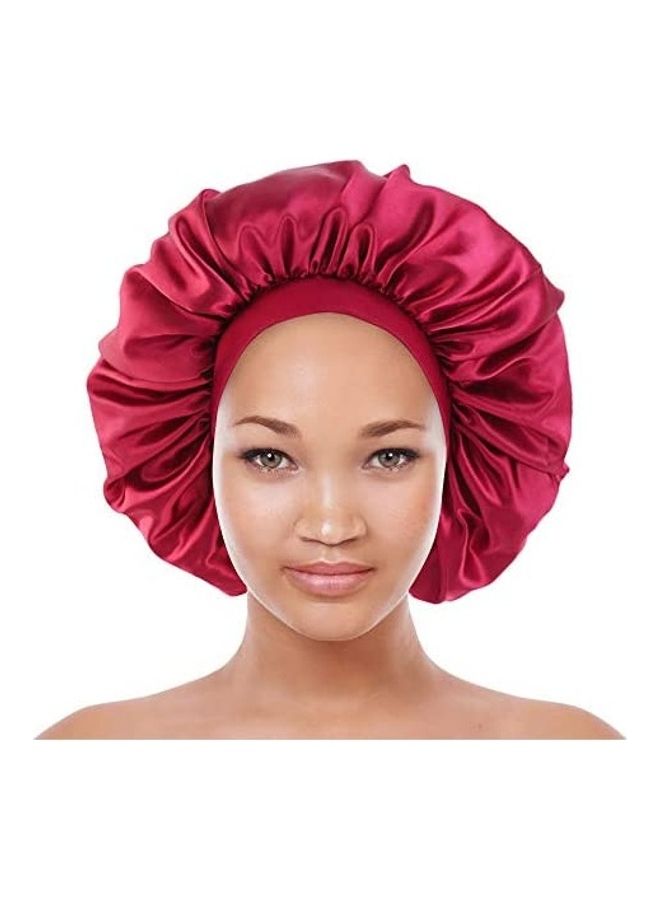 Generic Satin Bonnet Silk Curly Natural Long Hair Sleep Cap Red 38inch 