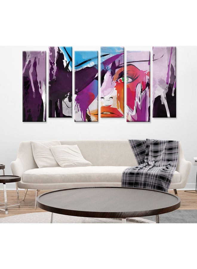 Sasb - Set Of 6 Wall Painting Without A Frame Multicolour 120 X 60cm - Image 1